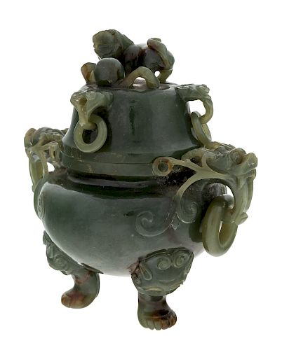 A CHINESE NEPHRITE JADE COVERED BOWL, LATE 19TH CENTURY