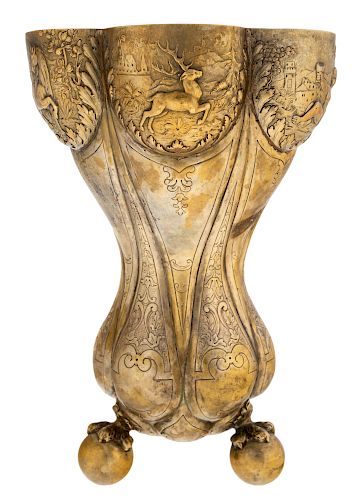 A CHINESE EXPORT ORMOLU BRONZE CHALICE, LATE 19TH CENTURY