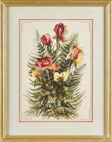Shelly Pechin (American 20th c.), floral watercolor, signed lower right, 20'' x 14''.