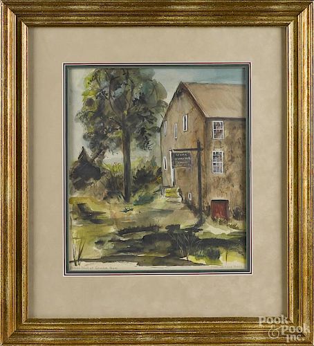 Marian Filer Haas (American 20th c.), watercolor, titled Myers Mill at Stover Park