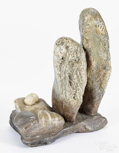 Irenee Lemieux, stone sculpture, signed and dated '91 on verso, 10 1/2'' h.