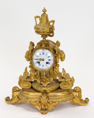 A EUROPEAN GILT BRONZE CLOCK, LATE 19TH CENTURY