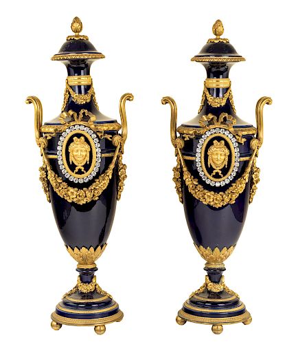 A PAIR OF FRENCH SEVRES-STYLE ORMOLU-MOUNTED VASES, LATE 19TH CENTURY