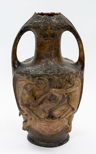 A LARGE GERMAN SPELTER VASE, LATE 19TH CENTURY