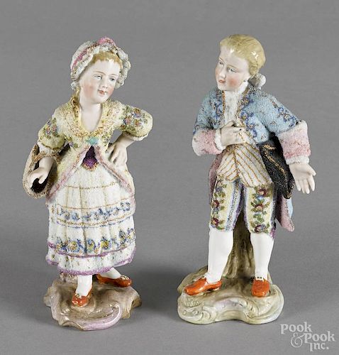 Pair of Meissen type porcelain figures, ca. 1900, 5 1/2'' h.