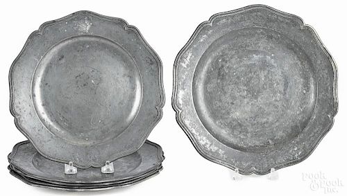 Six pewter plates, 18th c., bearing the mark of John Townsend of London