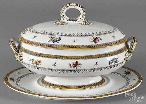 Crownfield ironstone tureen and undertray, 19th c., 10'' x 15 1/2''.