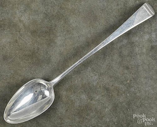 English silver stuffing spoon, 1806-1807, bearing the touch of Alice & George Burrows, 12'' l.