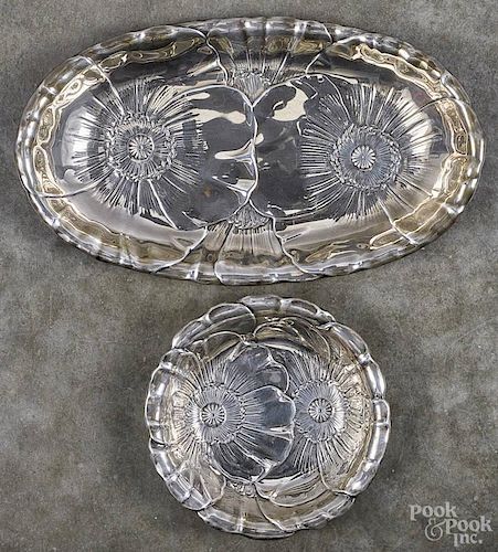 Wallace sterling silver tray, 6 3/4'' w., 11 1/2'' l., and bowl, 6'' dia.