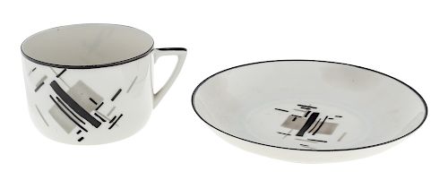 A SOVIET SUPREMATIST CUP AND SAUCER AFTER NIKOLAI SUETIN, EARLY 1920S