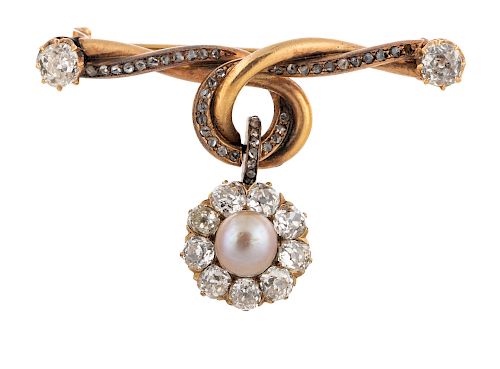 A RUSSIAN DIAMOND AND GOLD BROOCH, WORKMASTER FYODOR LORIE, MOSCOW, 1908-1916