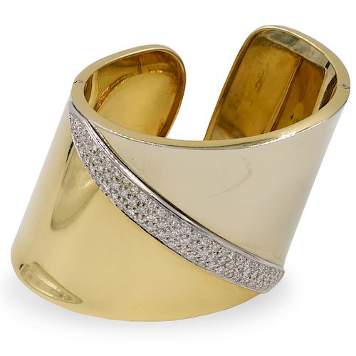 Italian 18k Gold and Diamond Cuff