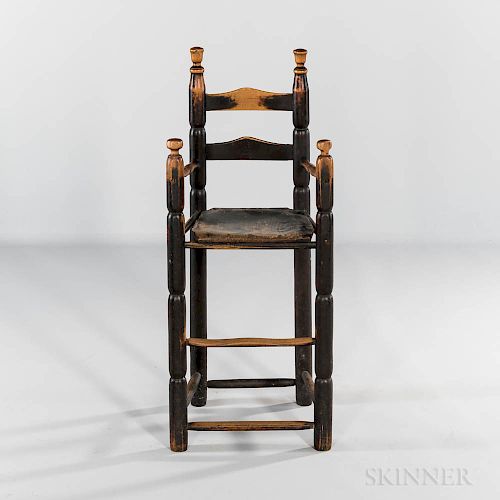 Black-painted Maple and Ash High Chair