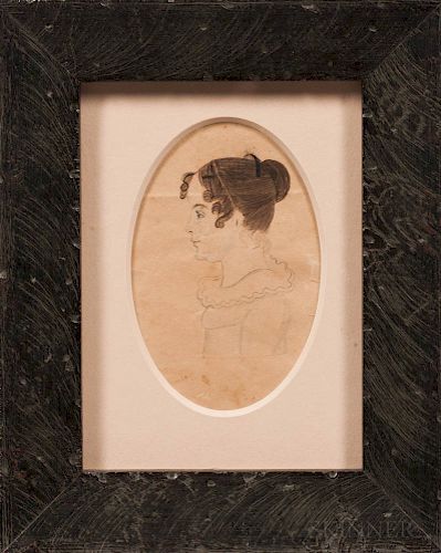 American School, Mid-19th Century  Miniature Portrait of Anna Bunker, Moultonborough, New Hampshire