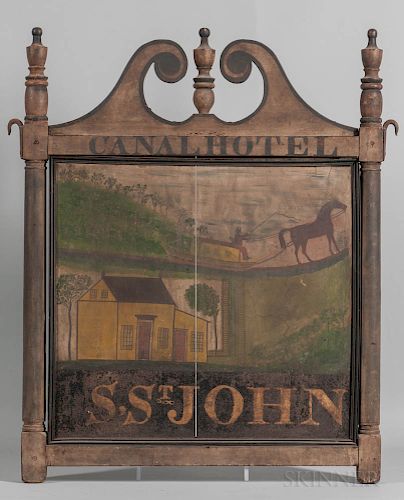Two-sided Painted "Canal Hotel" Tavern Sign