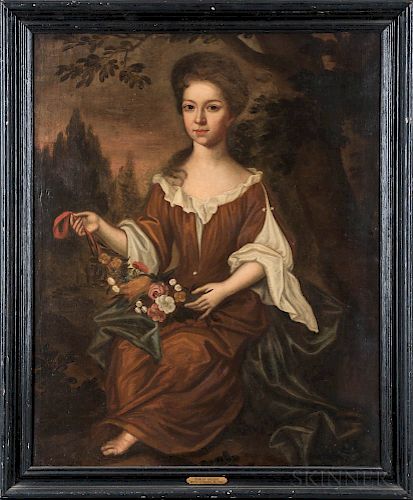 Attributed to Charles Bridges (Virginia/England, 1670-1747)  Portrait of a Young Woman