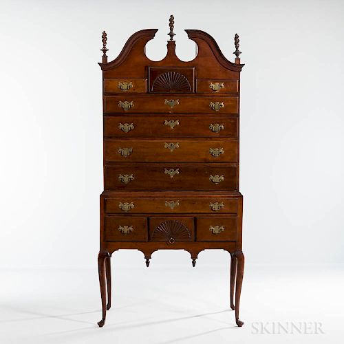 Cherry Scroll-top High Chest of Drawers