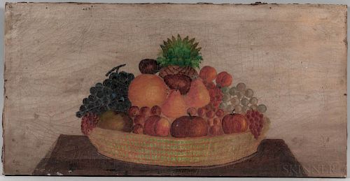 American School, 19th Century  Still Life Basket of Fruit