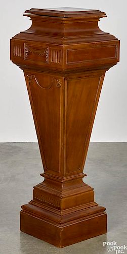 Classical style mahogany pedestal, 20th c., 35 1/4'' h.