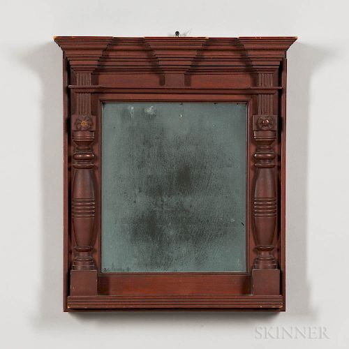 Red-painted Architectural Mirror