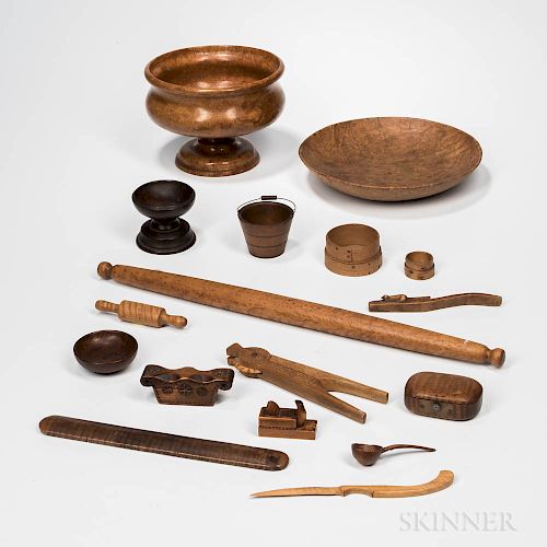 Seventeen Woodenware Items