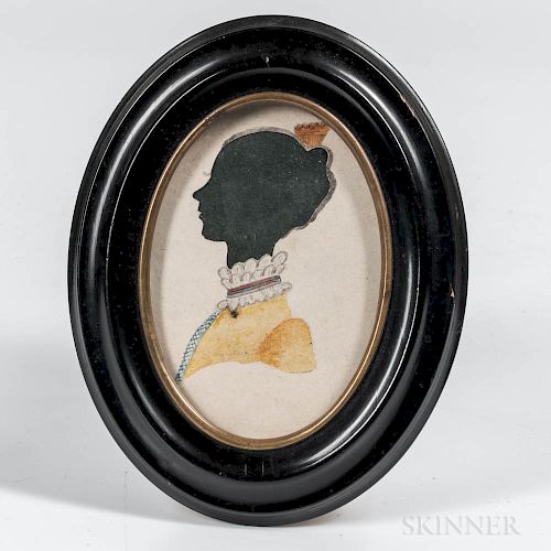 Two Silhouette and Watercolor Portraits of Women