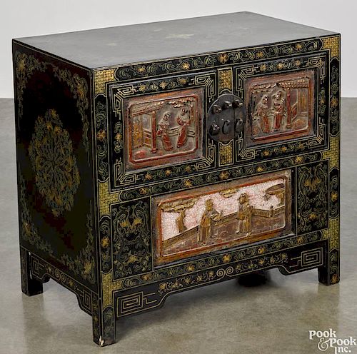 Modern Chinese lacquer cabinet, 22 1/2'' h., 23 3/4'' w.
