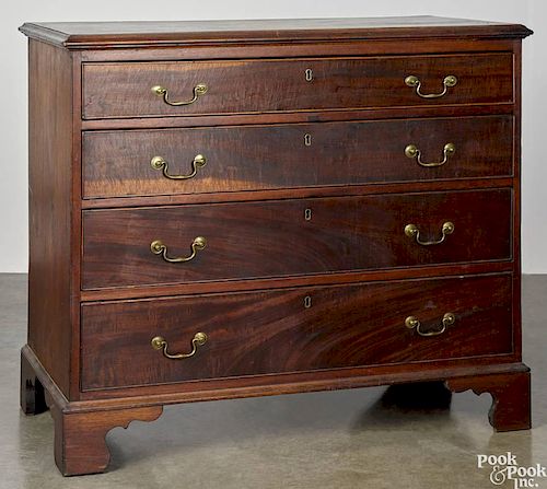 Pennsylvania Chippendale tiger walnut chest of drawers, ca. 1770, 36'' h., 39 1/2'' w.