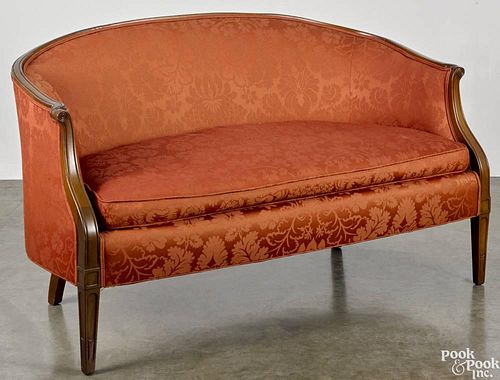 Regency style mahogany love seat, 32'' h., 54'' w.
