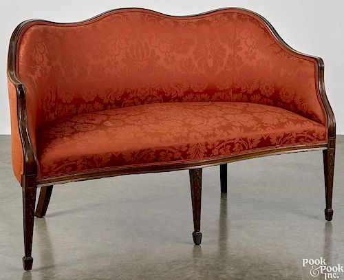George III style mahogany love seat, 34 1/2'' h., 51 1/2'' w.