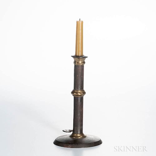 Brass-banded Iron Hogscraper Candlestick