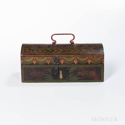 Stenciled and Grain-painted Dome-top Pine Document Box