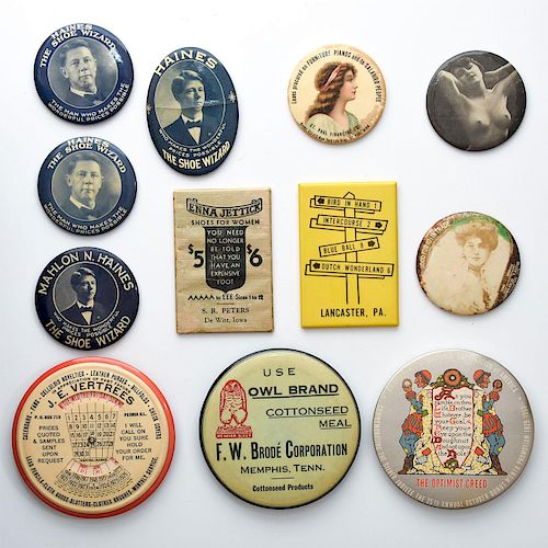 12 ANTIQUE VINTAGE CELLULOID ADVERTISING POCKET MIRRORS