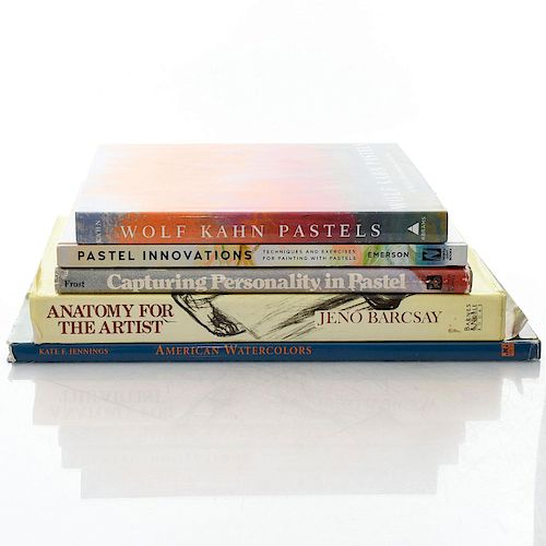 5 BOOKS VARIOUS PASTEL ARTISTS, ANATOMY, WATERCOLOR