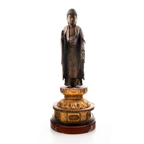 CARVED WOOD BUDDHA SCULPTURE