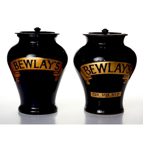 2 ROYAL DOULTON BEWLAY'S TOBACCO ADWARE JARS W. LIDS