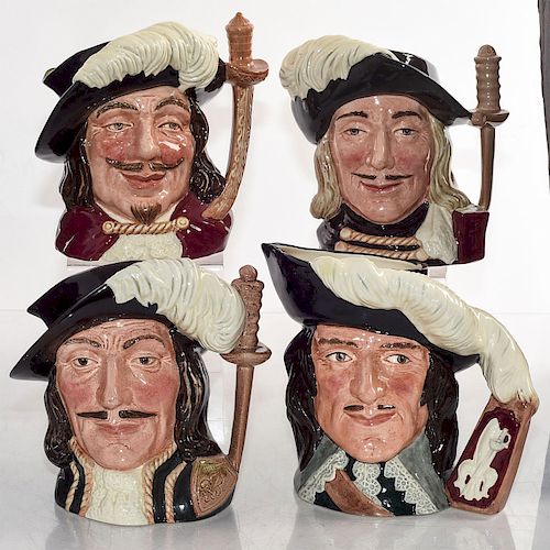 4 LG ROYAL DOULTON CHARACTER JUGS, THE MUSKETEERS