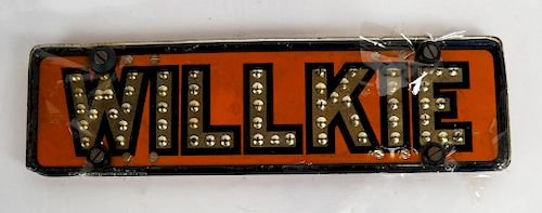 Willkie License Plate Tag