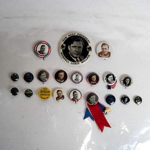 Group of 22 Willkie 1940 Campaign Buttons