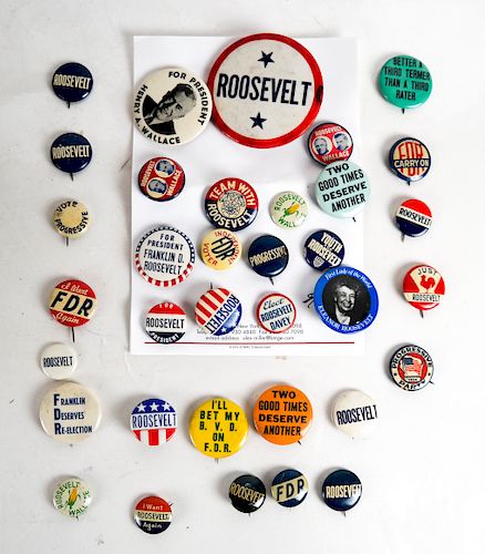 Group of Roosevelt & Wallace Campaign Buttons
