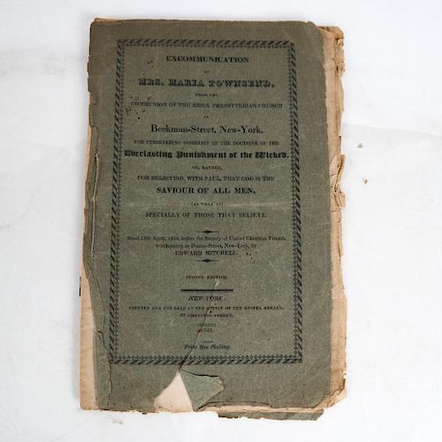 Excommunication of Mrs. Maria Townsend 1823