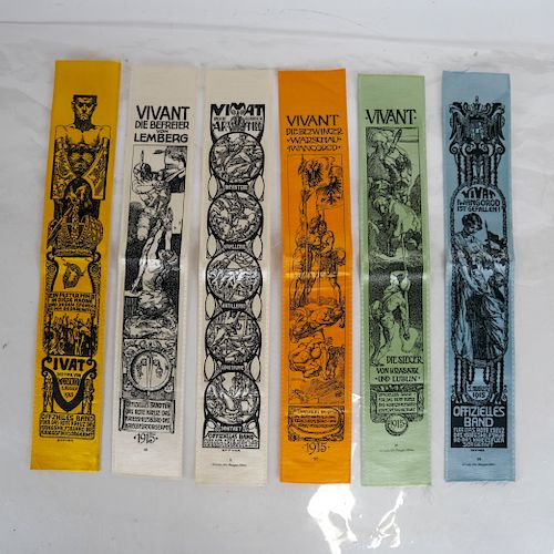 Lot of 6 1915 Battle of Warsaw Graphic Ribbons