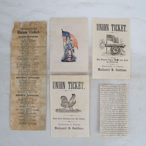Union Election Tickets, Lot of 4, circa 1860
