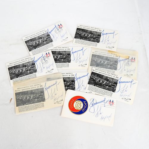 Group of 9 Cosmonaut-Signed Apollo-Soyuz Postcards