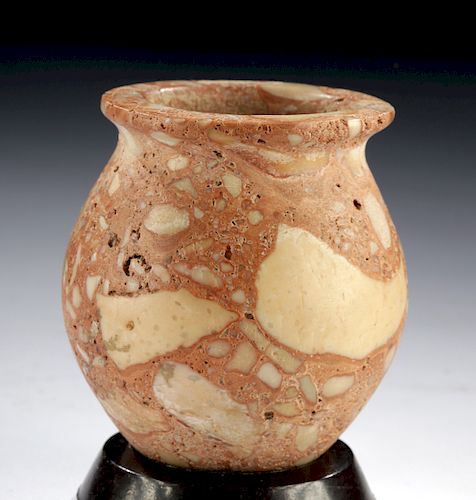 Beautiful Egyptian Pre-Dynastic Breccia Marble Jar