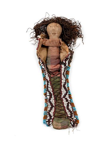 Apache Beaded Doll Cradle, with Doll
overall length 4 inches