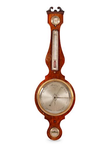 George III Mahogany Wheel Thermometer/Barometerheight 41 x width 12 inches