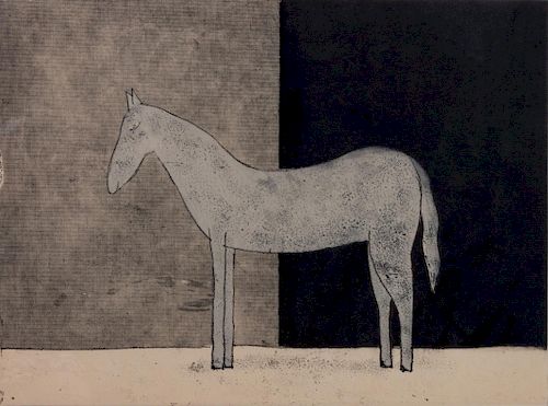 Artist Unknown, Standing Horse, lithograph, edition 8/10
Sheet size:  20 x 24, Image:  11 1/2 x  15 1/2  inches