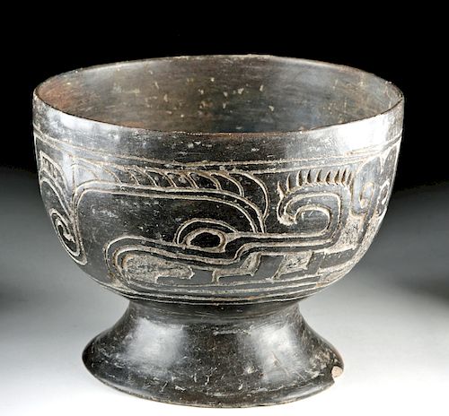 Olmec / Proto Maya Blackware Chalice, Feathered Serpent