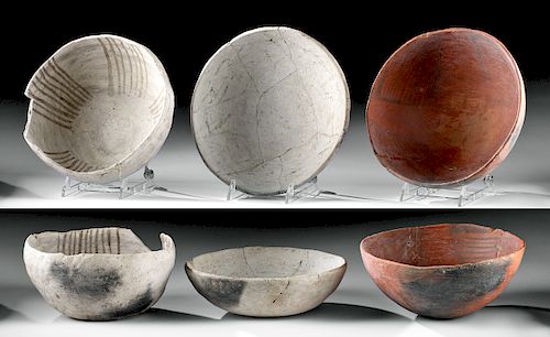 Lot of 3 Anasazi Pottery Bowls, ex-Mesa Verde Museum